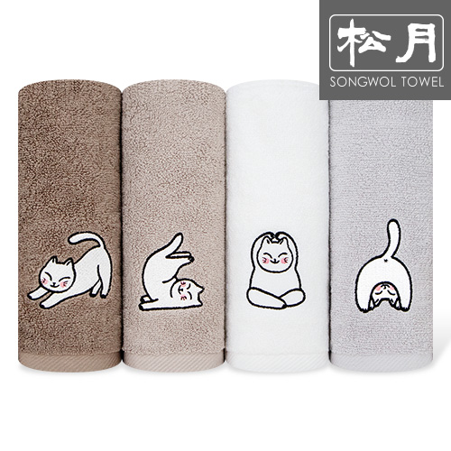 송월 요가하는고양이 타올 150g