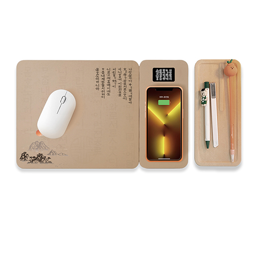 한국애 훈민정음 무선충전 마우스패드 3IN1 분리형 LED  Light