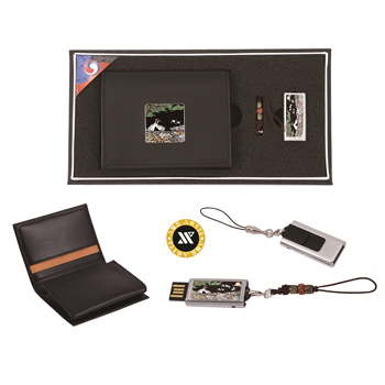 채색송학자개가죽명함지갑+채색송학자개USB(8GB~64GB)