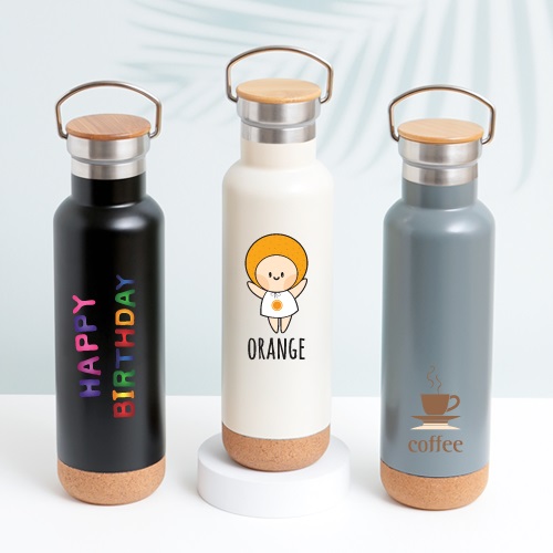 스텐핸들 코르크 이중진공 텀블러 500ml