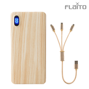 플라이토 M-30 우드 고속충전 액정 슬림 보조배터리 10,000mAh