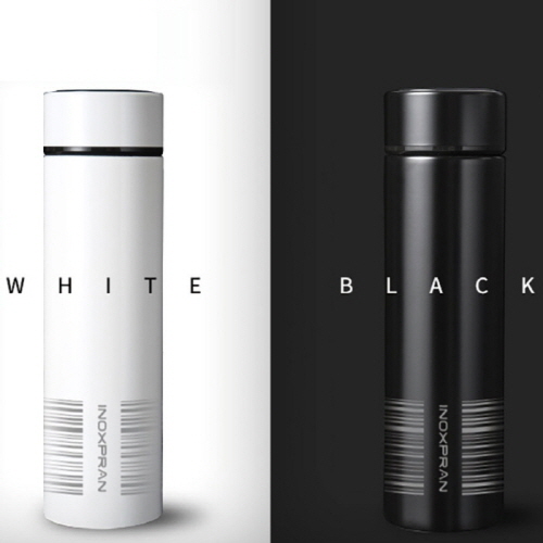 블랙앤화이트 녹차망 LED센서 터치 온도텀블러 450ml