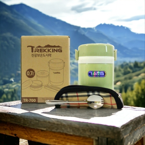 (당일인쇄출고) 트레킹 레져 진공보온 죽통도시락 set 700ml