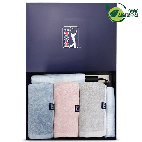 PGA 친환경그린 3단수동우산+3단60완전자동우산+200g코마사타올 3P