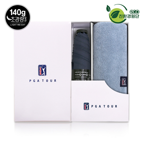 PGA 친환경그린 3단수동 경량스키니+200g코마사타올
