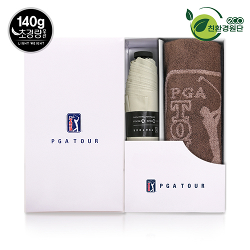 PGA 친환경그린 3단수동 경량스키니+170g죽사타올세