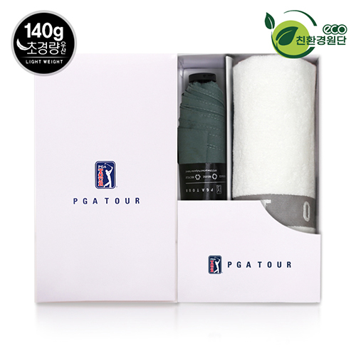 PGA 친환경그린 3단수동 경량스키니+130g면사타올세