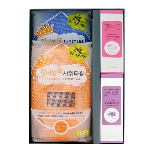 송월 S-케어 선물세트 (킹버블샤워타월 2p + 샤워필
