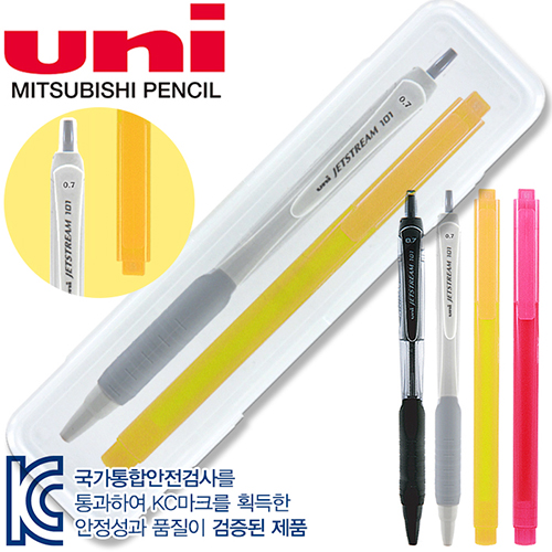 uni제트스트림101 0.7mm + 스타 사각 형광펜세트