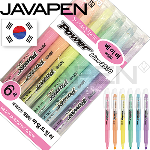 자바 파워라인 베이비마일드 형광펜 6P세트