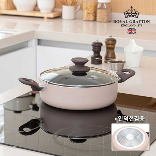 로얄그래프톤 크레마 인덕션겸용(IH) 세라믹코팅 전골냄비 24cm