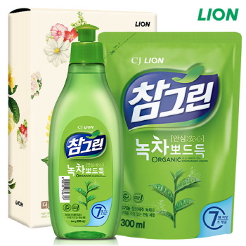 유기농 참그린300용기 녹차300리필 2종