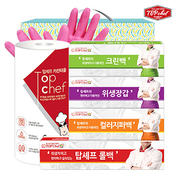고무장갑32cm 롤백100매 크린백3종 키친타올 6종 대