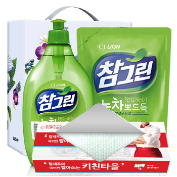 유기농 참그린500용기 녹차300리필 빨아쓰는키친타올 3종