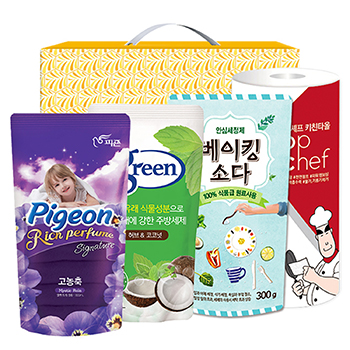 피죤 그린주방세제 베이킹소다300리필 키친타올 4종