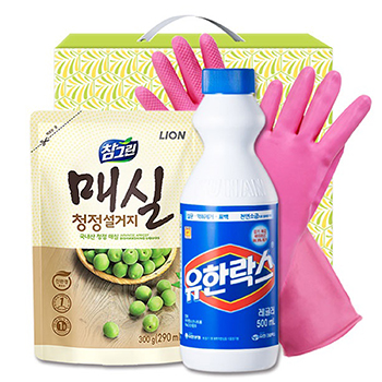 참그린매실300리필 유한락스 고무장갑32cm 3종