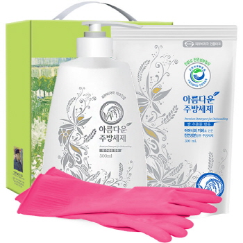 친환경 아름다운주방세제500펌프 300리필 고무장갑32