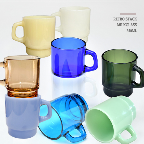레트로 스텍 밀크글라스 250ml / 9온스