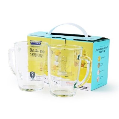 [글라스락] 스트라이프 강화유리머그 350ml 2조 / RM02121-X