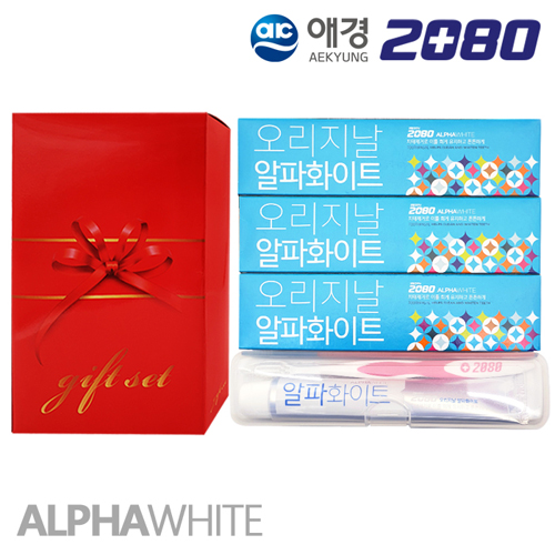 [기프트세트]애경_2080칫솔+2080알파화이트90g치