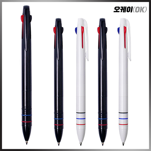 오케이 3색볼펜 불투명