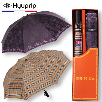 협립 2단 선염체크우산+양산 스티치세트